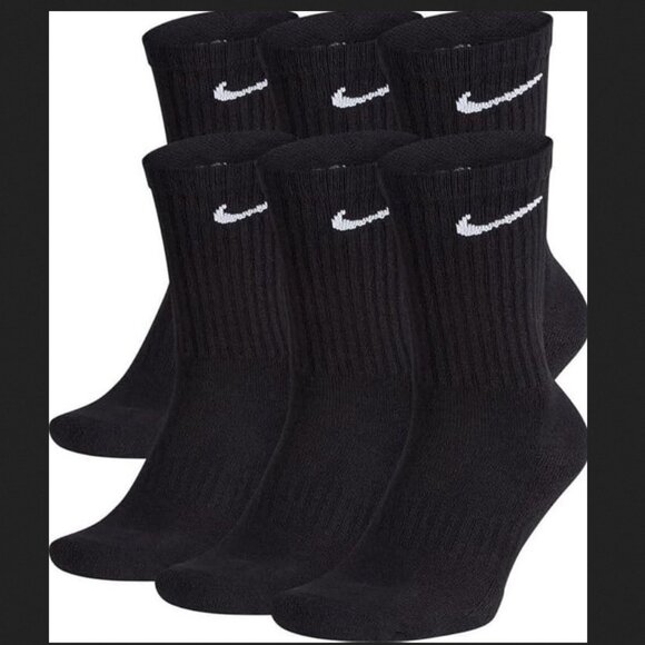 Nike Everyday Cushion Crew Socks SX7666-010 Black 6 Pack Men's Size 8-12 NEW - Picture 1 of 4